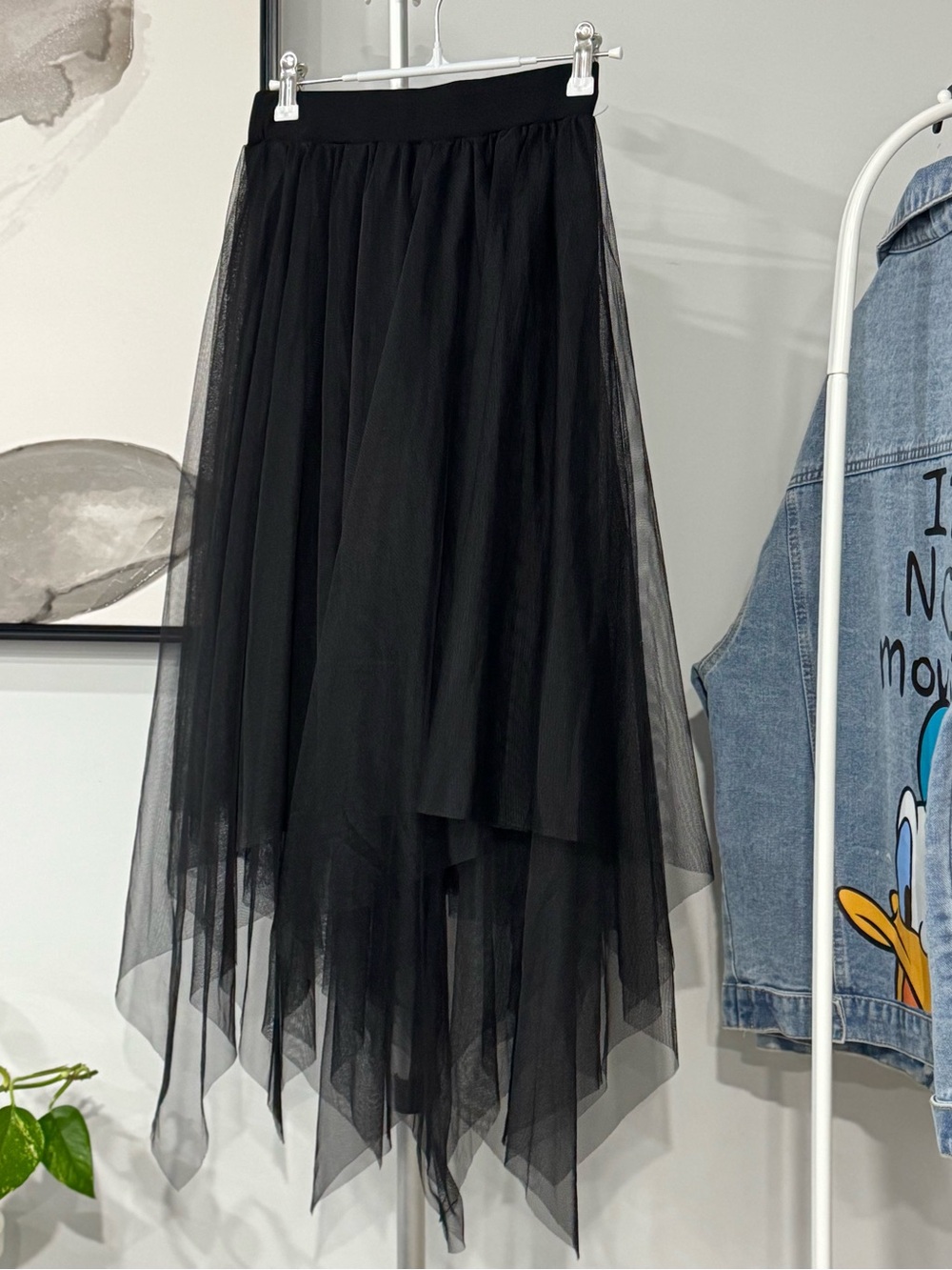 Black Asymmetrical Layered Tulle Skirt